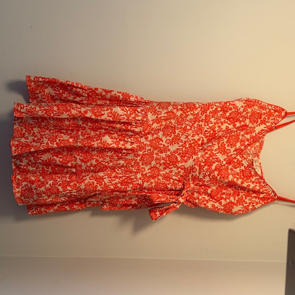 Floral Red and White Dress